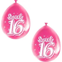 Folat Sweet 16 verjaardag ballonnen - 16x stuks - roze - 16 jaar verjaardag feestartikelen