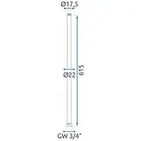 REA Verlenging Douchestang t.b.v. Regendouche - 60 cm - Glans Goud