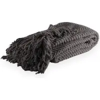 Tiseco - Deken RENEE - warm gebreide structuurplaid - 150x200 cm, Grijs