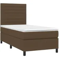 vidaXL Boxspring met matras en LED stof donkerbruin 100x200 cm
