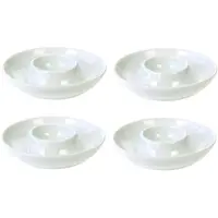 Cosy & Trendy Set van 4x stuks eierdopje van porselein wit 8 cm - Eierdopjes