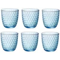 Bormioli Rocco Drinkglazen Drops - waterglazen - blauw transparant - glas - set 6x stuks - 290 ml - gekleurd glas - stapelbaar