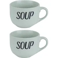 Cosy & Trendy 2x Groene soepkommen van aardewerk 11 cm 510 ml - Kommetjes