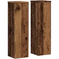 vidaXL Plantenstandaards 2 st 17x17x60 cm bewerkt hout oud houtkleurig