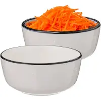 Secret De Gourmet Soepkommen/schaaltjes - 4x - Corona - porselein - D15 x H6.5 cm - wit/zwart - Kommetjes