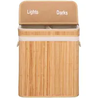 Springos Wasmand | 100 Liter | 2 Vakken | Lights | Darks | Bruin