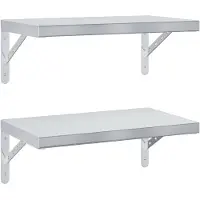 vidaXL Wandschappen 2 st 50x30 cm roestvrijstaal zilverkleurig