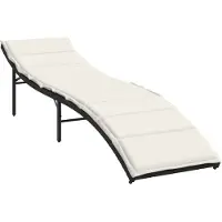 vidaXL Ligbed met kussen 55x199x50 cm poly rattan zwart