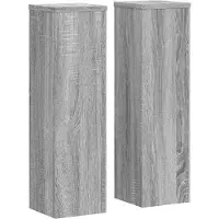 vidaXL Plantenstandaards 2 st 17x17x60 cm bewerkt hout grijs sonoma