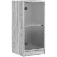 vidaXL Bijzetkast met glazen deuren 35x37x75,5 cm grijs sonoma eiken