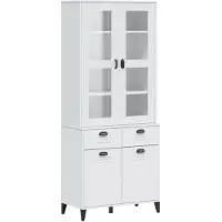 vidaXL Hoge kast VIKEN 80x40x190 cm massief grenenhout wit