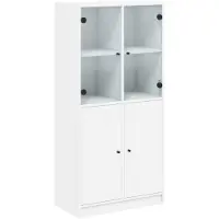 vidaXL Hoge kast met deuren 68x37x142 cm bewerkt hout wit