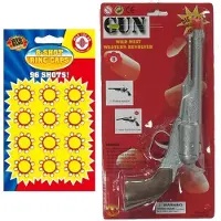 Merkloos Cowboy verkleed revolver/pistool 8 schots met 24x plaffertjes ringen - Verkleedattributen