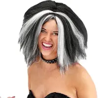 Folat - Pruik Wavy Vamp - Halloween Pruik - Halloween accessoires - Halloween outfit - Pruiken - enge pruiken