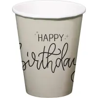 Folat - Bekers (papier) -Crème noir happy birthday - 8 stuks - 250 ml