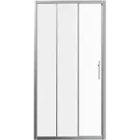 Linie Cadiz driedelige douche schuifdeur 100 cm x 190 cm Helder glas Brushed Chrome profiel