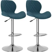 vidaXL Barkrukken 2 st fluweel blauw