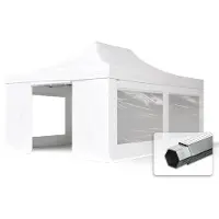 TOOLPORT 4x6 m Easy up partytent PVC met zijwanden (4 panorama), PROFESSIONAL alu 50 mm, wit