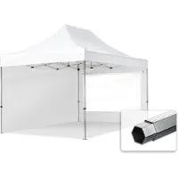 TOOLPORT 3x4,5 m Easy up partytent PROFESSIONAL alu 40mm met zijwanden (panorama), wit