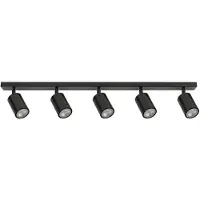 Sigma Plafondspot Zoom, 5-lamps, zwart dimbaar, zwart, Woon-/ Eetkamer, metaal, Modern, buitenspot