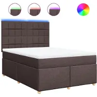 vidaXL Boxspringbed met matras, donkerbruin, 140x200 cm, gestoffeerd