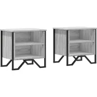 vidaXL Nachtkastjes 2 st 40x30x40 cm bewerkt hout grijs sonoma eiken