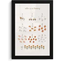 PosterMonkey Poster in lijst - Fotolijst 20x30 cm - Posters - Getallen tellen - Educatief - Cijfers leren - Boerderij - Posterlijst zwart - Kamer decoratie - Wanddecoratie kinderkamer - Muurdecoratie babykamer