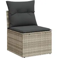 vidaXL Tuinbank zonder armleuning met kussens poly rattan lichtgrijs