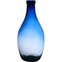 Hakbijl Glass Bloemenvaas Luna Elegance - transparant blauw glas - D19 x H37 cm - sierlijk flessenhals model - mondgeblazen