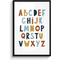 PosterMonkey Poster in lijst - Fotolijst 60x90 cm - Posters - Alfabet - Educatief - Letters leren voor kinderen - Kleuren - Posterlijst zwart - Kamer decoratie - Wanddecoratie kinderkamer - Muurdecoratie babykamer