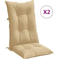 vidaXL Stoelkussens 2 st hoge rug 120x50x7 cm stof gemêleerd beige