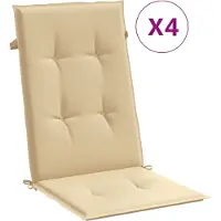 vidaXL Stoelkussens 4 st hoge rug 120x50x4 cm stof gemêleerd beige