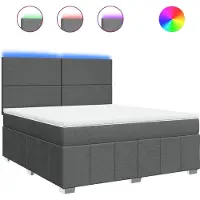 vidaXL Boxspring met matras stof donkergrijs 180x200 cm
