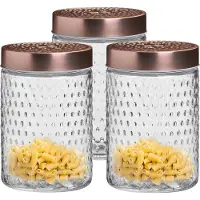 Urban Living Voorraadpot/bewaarpot Blair - 3x - 1L - glas - koperen deksel - D12 x H17 cm