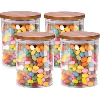 Alpina Voorraadpot/bewaarpot Foodking - 3x - borosilicaat glas - 600 ml - glas/hout - luchtdicht