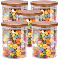 Alpina Voorraadpot/bewaarpot Foodking - 5x - borosilicaat glas - 600 ml - glas/hout - luchtdicht