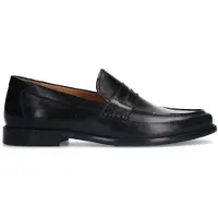 Manfield Zwarte leren loafers | Maat 42