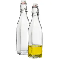 Bormioli Rocco beugelfles/weckfles - Set van 10x stuks - 500 ml - vierkant - transparent - water/olie/azijn/spapen - Karaffen