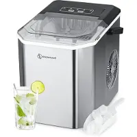 Kitchenwell IJsblokjesmachine - 1.3L - IJsblokjesmaker - IJsschep – 12kg/24 uur - Draagbaar - Zelfreinigingsfunctie - RVS