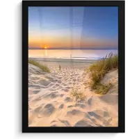 PosterMonkey Poster in lijst - Fotolijst 30x40 cm - Posters - Duin - Zonsondergang - Horizon - Strand - Gras - Posterlijst zwart - Decoratie - Wanddecoratie woonkamer - Muurdecoratie slaapkamer