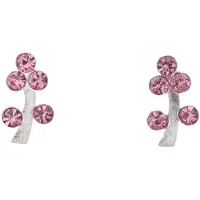 Behave – Oorbellen – Sterling Zilveren Kleine Oorbellen - Takjes Motief - Roze - Kristal steentjes