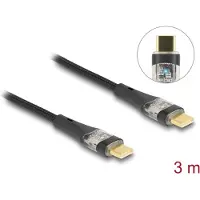 DeLOCK USB 2.0 Data and Fast Charging Cable USB Type-C male to male transparent PD 3.0 100 W 3 m