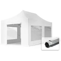TOOLPORT 3x6 m Easy up partytent met zijwanden (4 panorama), PROFESSIONAL alu 40mm, wit