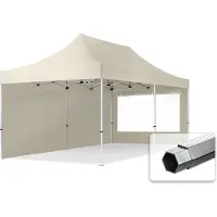 TOOLPORT 3x6 m Easy up partytent PROFESSIONAL alu 40mm met zijwanden (panorama), crème