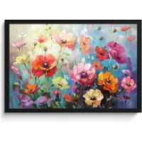 PosterMonkey Poster in lijst - Fotolijst 60x40 cm - Posters - Bloemen - Kleurrijk - Waterverf - Natuur - Zomer - Posterlijst zwart - Decoratie - Wanddecoratie woonkamer - Muurdecoratie slaapkamer