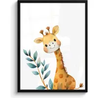 PosterMonkey Poster in lijst - Fotolijst 60x80 cm - Posters - Giraf - Dier - Wilde dieren - Posterlijst zwart - Kamer decoratie - Wanddecoratie kinderkamer - Muurdecoratie babykamer