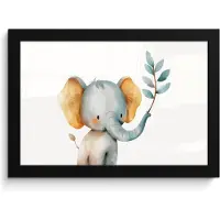 PosterMonkey Poster in lijst - Fotolijst 30x20 cm - Posters - Olifant - Dier - Pastel kleuren - Posterlijst zwart - Kamer decoratie - Wanddecoratie kinderkamer - Muurdecoratie babykamer