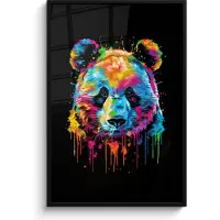 PosterMonkey Poster in lijst - Fotolijst 80x120 cm - Posters - Panda - Dieren - Kleur - Verf - Zwart - Posterlijst zwart - Wanddecoratie tienerkamer - Kamer decoratie voor tieners - Tiener jeugdkamer accessoires