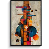 PosterMonkey Poster in lijst - Fotolijst 80x120 cm - Posters - Kunst - Kleurrijk - Modern - Vormen - Posterlijst zwart - Decoratie - Wanddecoratie woonkamer - Muurdecoratie slaapkamer