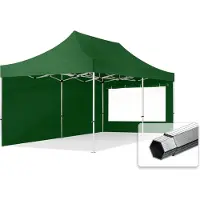 TOOLPORT 3x6 m Easy up partytent PROFESSIONAL alu 40mm met zijwanden (panorama), donkergroen